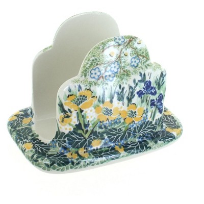 Blue Rose Polish Pottery 487 Ceramika Artystyczna Napkin Holder