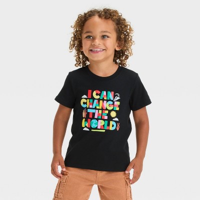 Image of Toddler Boys' Change The World Graphic Short Sleeve Graphic T-Shirt - Cat & Jack™ Black 4T