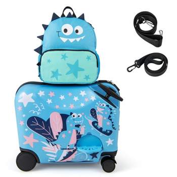 Infans 2PCS Kids Luggage Set W/Spinner Wheels 18" Ride-on & Carry-on & Sit-on Hardshell