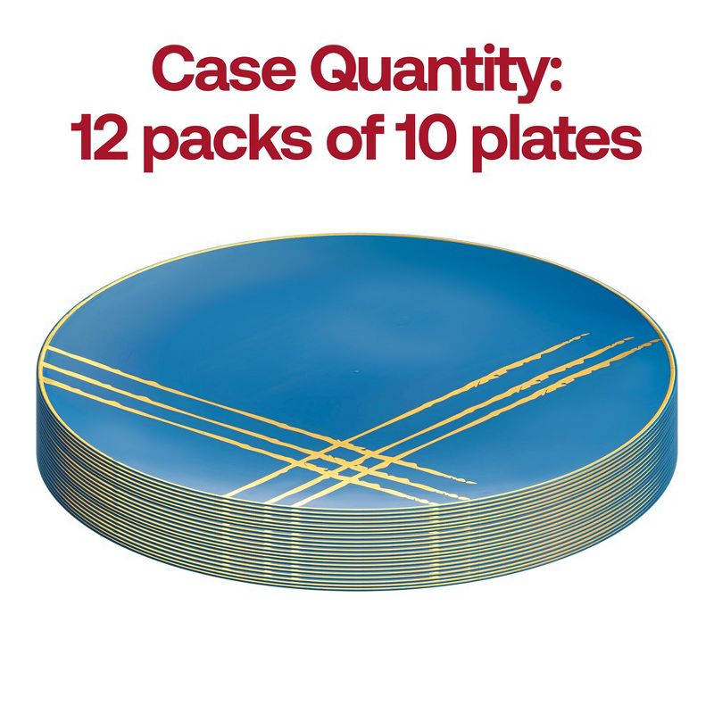 Smarty Had A Party 7.5" Blue with Gold Brushstroke Round Disposable Plastic Appetizer/Salad Plates (120 Plates), 3 of 7