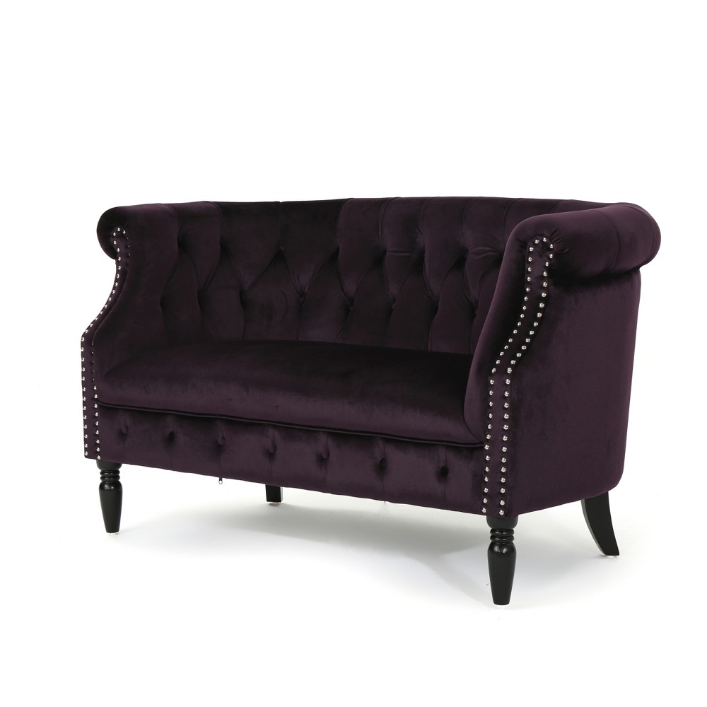 Photos - Sofa Milani Scroll Arm Loveseat Blackberry - Christopher Knight Home