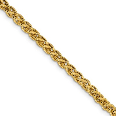 Black Bow Jewelry 4mm 14k Yellow Gold Hollow Wheat Chain Necklace