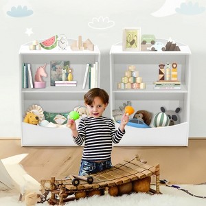 Children's Bookshelf - Book Storage Organizer, Double Layer Kids Toy Storage Cabinet with Open Compartments for Bedroom, Kids Room, Playroom - 1 of 4