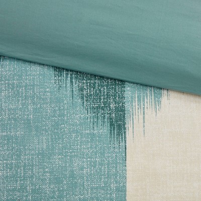 Aqua Ikat Chevron Cotton Full/Queen Duvet Cover Set