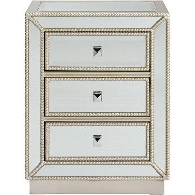 Elegant White Mirrored 3-Drawer Accent Table 20" x 15"