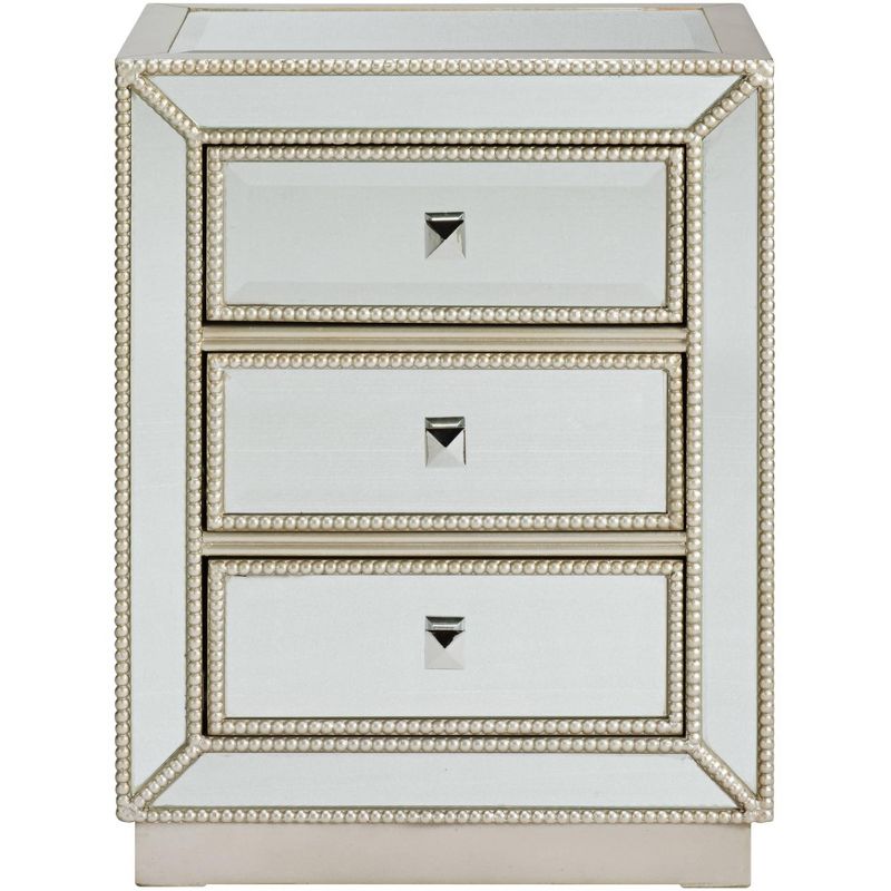 Coast to Coast Accents Elsinore Modern Wood Rectangular Accent Table 20" x 15" with 3-Drawer Silver Mirrored for Living Room Bedroom Bedside Entryway, 3 of 8