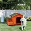 BENCMATE Pet Crates and Houses Premium Wooden Dog House, Spacious Indoor, Outdoor Shelter with Food Storage, Feeding Station, Orange, 35.8"*29.1"*7.5" - 2 of 4