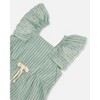 Deux par Deux Girl Chambray Dress with Embroidery Mint Green Striped - 4 of 4