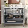 NicBex 36" Modern Bathroom Vanity with Ceramic Sink,Bathroom Combo Set with 2 Tempered Blurred Glass Doors&3 Shelves,8"Pre-drilled Faucet - 2 of 4
