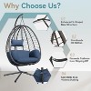 ALAULM Egg Swing Chair Indoor Outdoor Patio Wicker Rattan Hanging Egg Chair with Stand, Hammock Swing with Cushioned Headrest, 350LB Capacity - 4 of 4