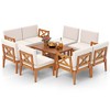 Costway 10 PCS Acacia Wood Patio Furniture Set with Cushions and 2-Tier Coffee Table - 2 of 4