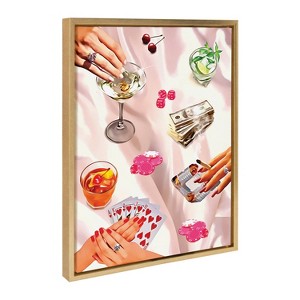 Kate & Laurel All Things Decor 18"x24" Game Night Poker Framed Canvas by Honey Island Studio Bright Gold - 1 of 4