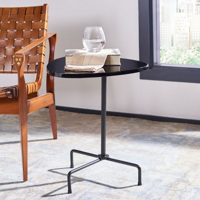 Berlin 21" Black Lacquer Wood and Metal Tripod Side Table