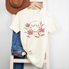 S.W.Smiley Pink Flowers Outline - Women's Short Sleeve Graphic T-Shirt - 2 of 4