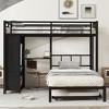 Twin Over Twin Bunk Bed with Built-in Wardrobe, Trundle and Foldable Desk - 3 of 4
