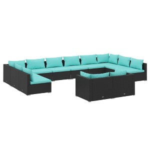 vidaXL Garden Lounge Set Black, Water Blue - 1 of 4