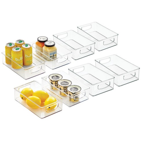 mDesign Linus Plastic Kitchen/Pantry Food Storage Cabinet Organizer Bin, 2  Pack - Clear, 10.5 x 6 x 3.5