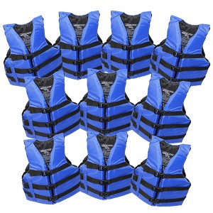 10 Pack Life jacket paddle vest; Coast Guard approved Type III PFD life vest flotation device; Jet ski, wakeboard, kayak - 1 of 4