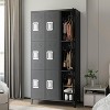 72" 9-Door Employee Metal Locker - 27 Hooks & 9 Shelves, Industrial Steel Storage for Office/Gym/School - Organization Cabinet, Black - 2 of 4
