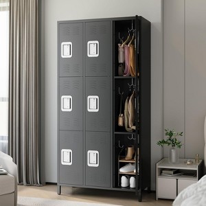 Garvee 9 Doors Metal Black Office Storage Lockers with Lockable Compartments Black Steel Storage Cabinet - 1 of 4