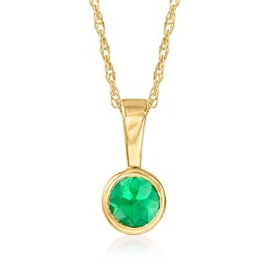 Pure Collection by Ross-Simons 0.10 Carat Emerald Pendant Necklace in 14kt Yellow Gold - 1 of 4