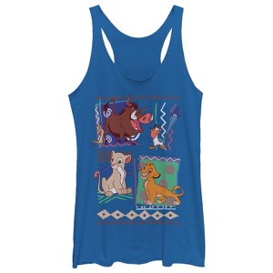 Women's Lion King Retro 90's Savannah Friends Racerback Tank Top - 1 of 3