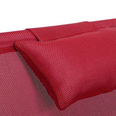 Sunset Red Sling Outdoor Lounge Chair with Removable Headrest