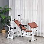 Soozier Multi-Exercise Full-Body Weight Rack with Bench Press Leg Extension Chest Fly Resistance Band & Preacher Curl