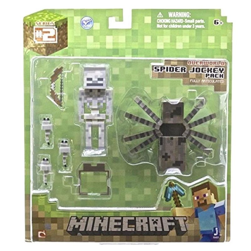 The Zoofy Group LLC Minecraft Overworld Spider Jockey Action Figure Pack, 1 of 2