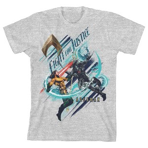 Aquaman Fight for Justice Boy's Heather Grey T-shirt - 1 of 2