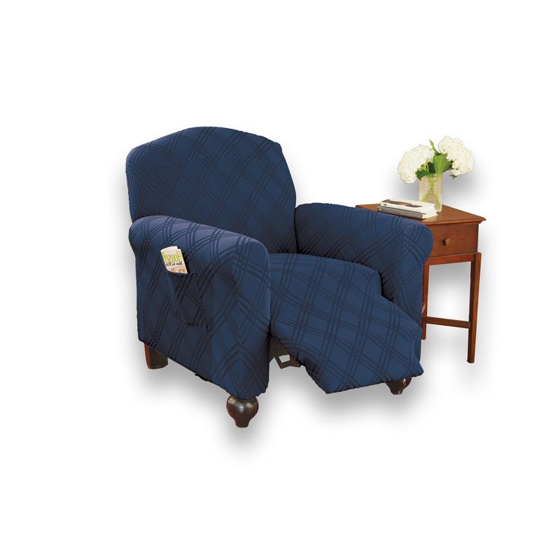 Collections Etc Double Diamond Form Fit Stretch Furniture Slipcover, 1 of 3
