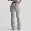 Clotth Women's Y2K Flared Leggings - Slim Fit Yoga Pants, Casual Solid Colors, High Waist Bell Bottoms, Bootcut Trousers for Streetwear, Grey - 2 of 4
