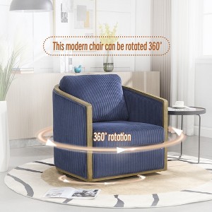MOONMISS 360 Degree Swivel Barrel Chair,Comfy Corduroy Round Accent Sofa Chair,Leisure Arm Chair for Nursery,Hotel,Bedroom,Office - 1 of 4