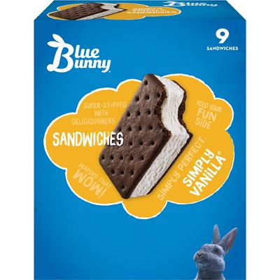 Blue Bunny Frozen Premium Sandwiches Vanilla - 9ct
