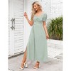 Clearlove Women's Square Neck Puff Sleeve Smocked Waist Gingham Dress Summer Mini Dress with Shirred Bust - 3 of 4