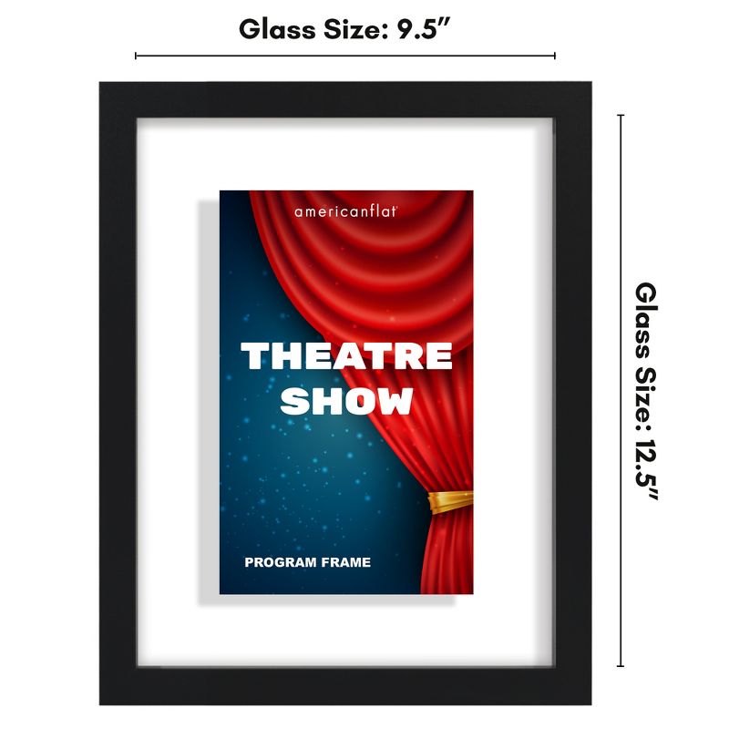 Americanflat Floating Frame for Playbills - Composite Wood & Plexiglass - 9.5x12 - Black, 2 of 9