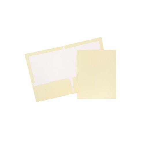 Jam Paper Laminated Two-pocket Glossy Presentation Folders Ivory