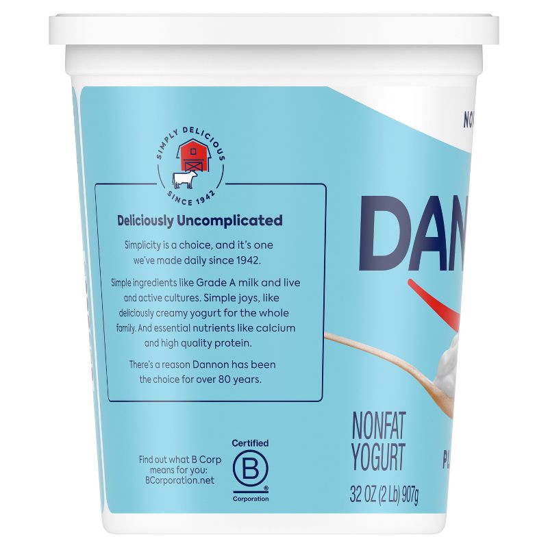 Dannon Nonfat Non-GMO Project Verified Plain Yogurt - 32oz Tub, 5 of 13