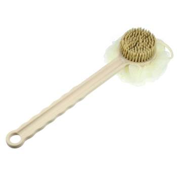 Unique Bargains Bath Brush Wood Back Scrubber With Long Handle For