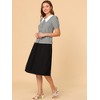 INSPIRE CHIC Women's Gingham Check Puff Sleeve Contrast Collar Button Down Shirt - 4 of 4