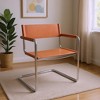 HomeRoots 23" Silver And Terra Cotta Leather and Stainless Steel Arm Chair - 2 of 4