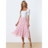 INSPIRE CHIC Women's Floral Elastic Waist Tiered Ruffle Boho Midi Skirts - 2 of 4