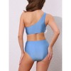 INSPIRE CHIC Women's One Shoulder Elegant Bikini Sets, Push Up Top High Waisted Tummy Control Bottom Swimwear Bathing Suits 1 Set - 3 of 4