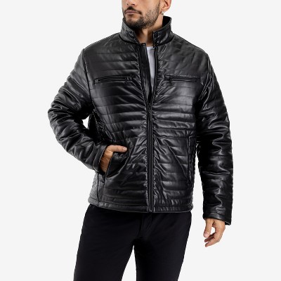 Мужские куртки X RAY Men's PU Quilted Jacket With Faux Shearling Lining in BLACK Size S — фото 5