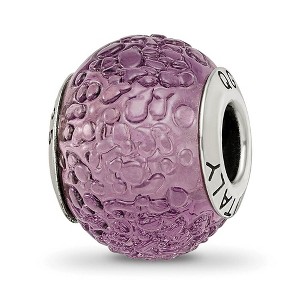 Black Bow Jewelry Sterling Silver, Purple Textured Murano Glass Bead Charm - 1 of 4