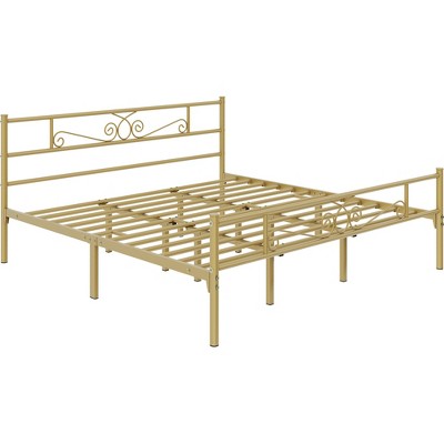 Yaheetech Metal-Framed Platform Bed with Headboard and Footboard