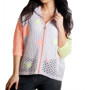 Women's Daisy Bubbles Crochet Zip Cardigan - french kyss - 1 of 4