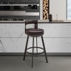 Armen Living 30" Flynn Metal with Faux Leather Swivel Barstool - 2 of 4