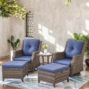 POCASSY Outdoor Rocking Chairs Swivel Chairs Set of 2, All Weather Gray Wicker Rattan 360° Swivel Patio Chair for Balcony, Porch, Pool - 1 of 4