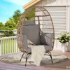 VisioGear Egg Chairs, Patio Egg Chair with Cushion and Pillow, Oversized Large Egg Chairs for Porch, Gray, 39"*28.5"*58.2" - 4 of 4